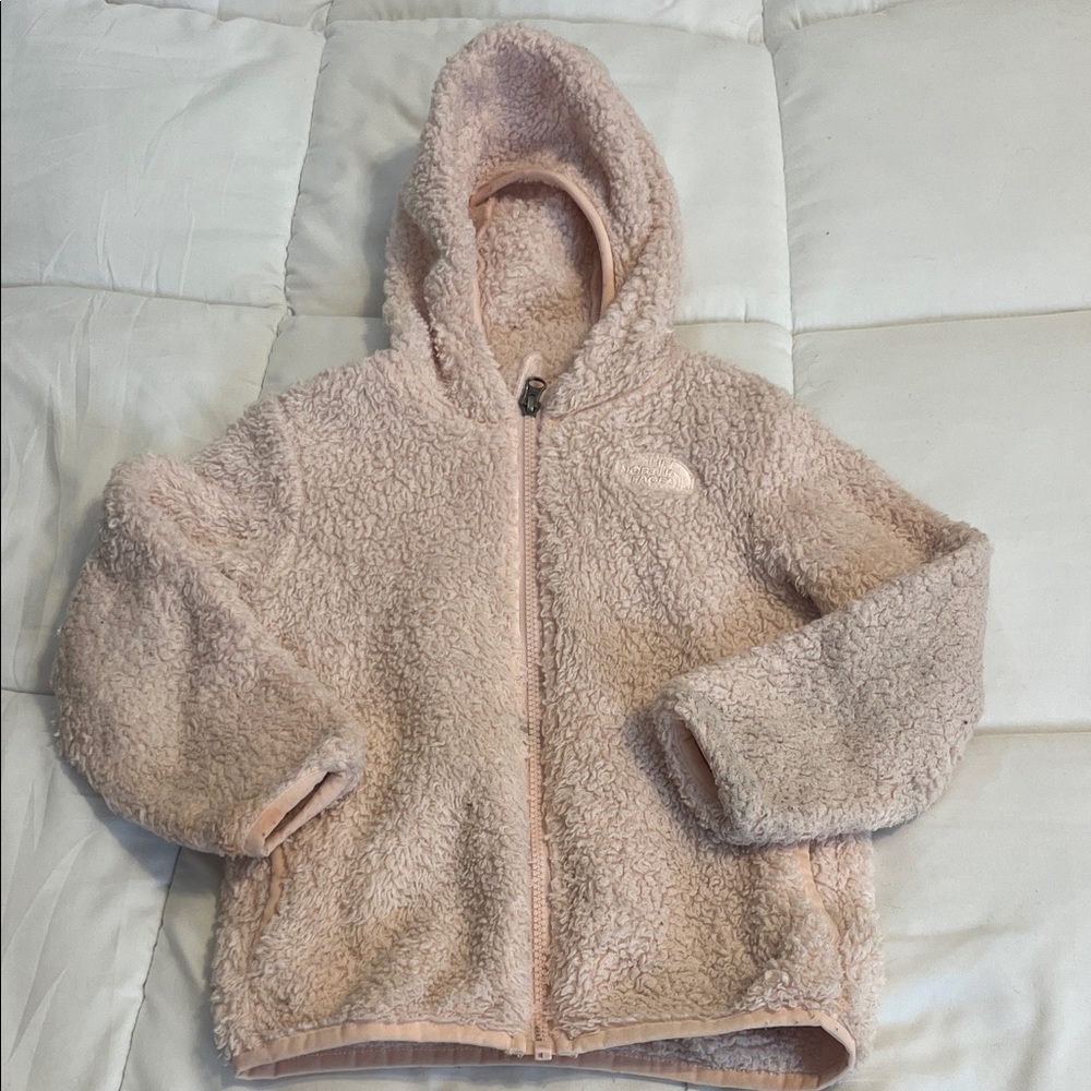 Toddler girls pink North Face hooded fleece
